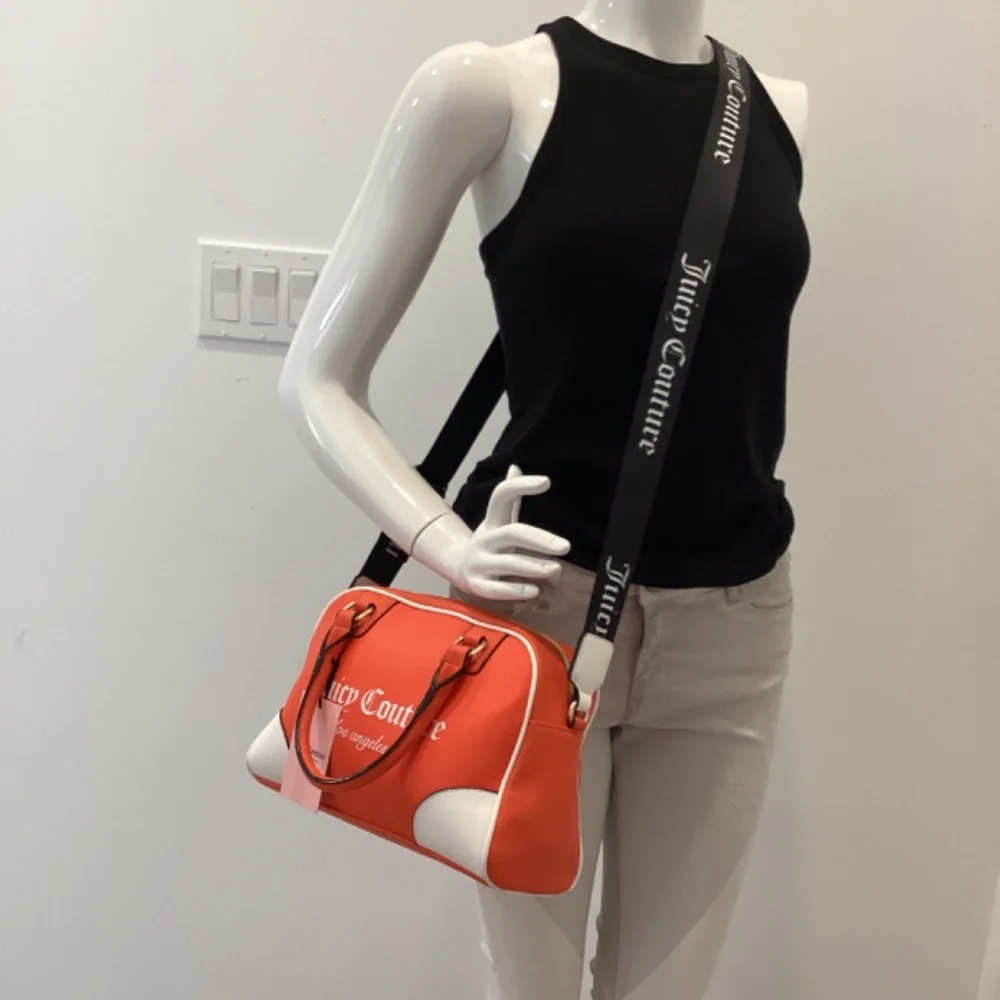 REDUCED Juicy Couture Fashionista Sports Bowler Satchel Crossbody Orange & White